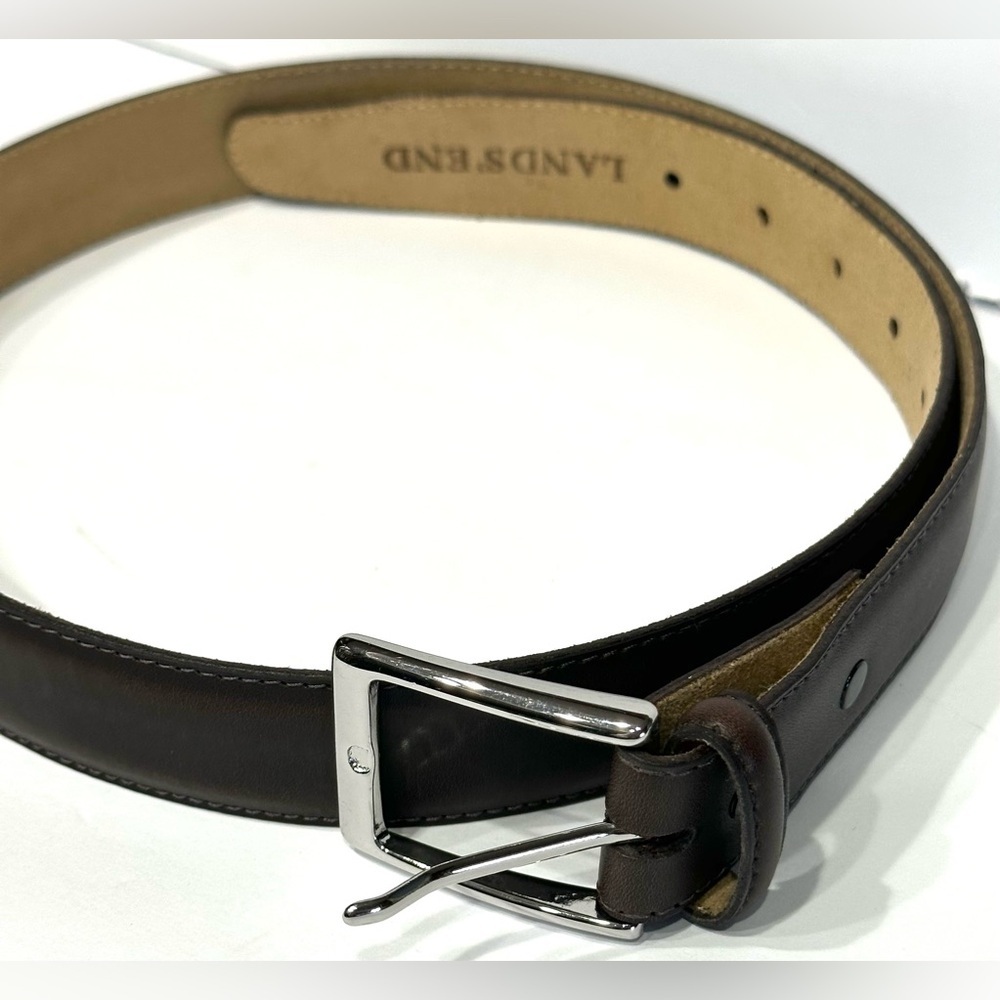 Lands' End Dark Brown Leather Dress Belt Made in Canada Men's Size 32 (80cm) - Picture 7 of 9